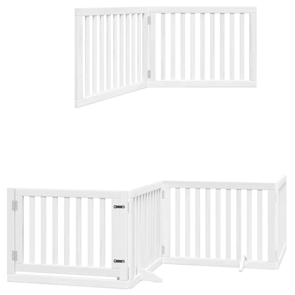 vidaXL Puerta de perros plegable 10 paneles madera &aacute;lamo blanca 800 cm, , large Imagen numero 4