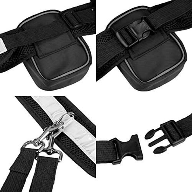 Edipets canicross correa manos libres con portabotellas negra para perros, , large image number null