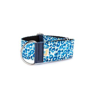 Pamppy galgo speedy collar regulable con estampado de leopardo azul para perros