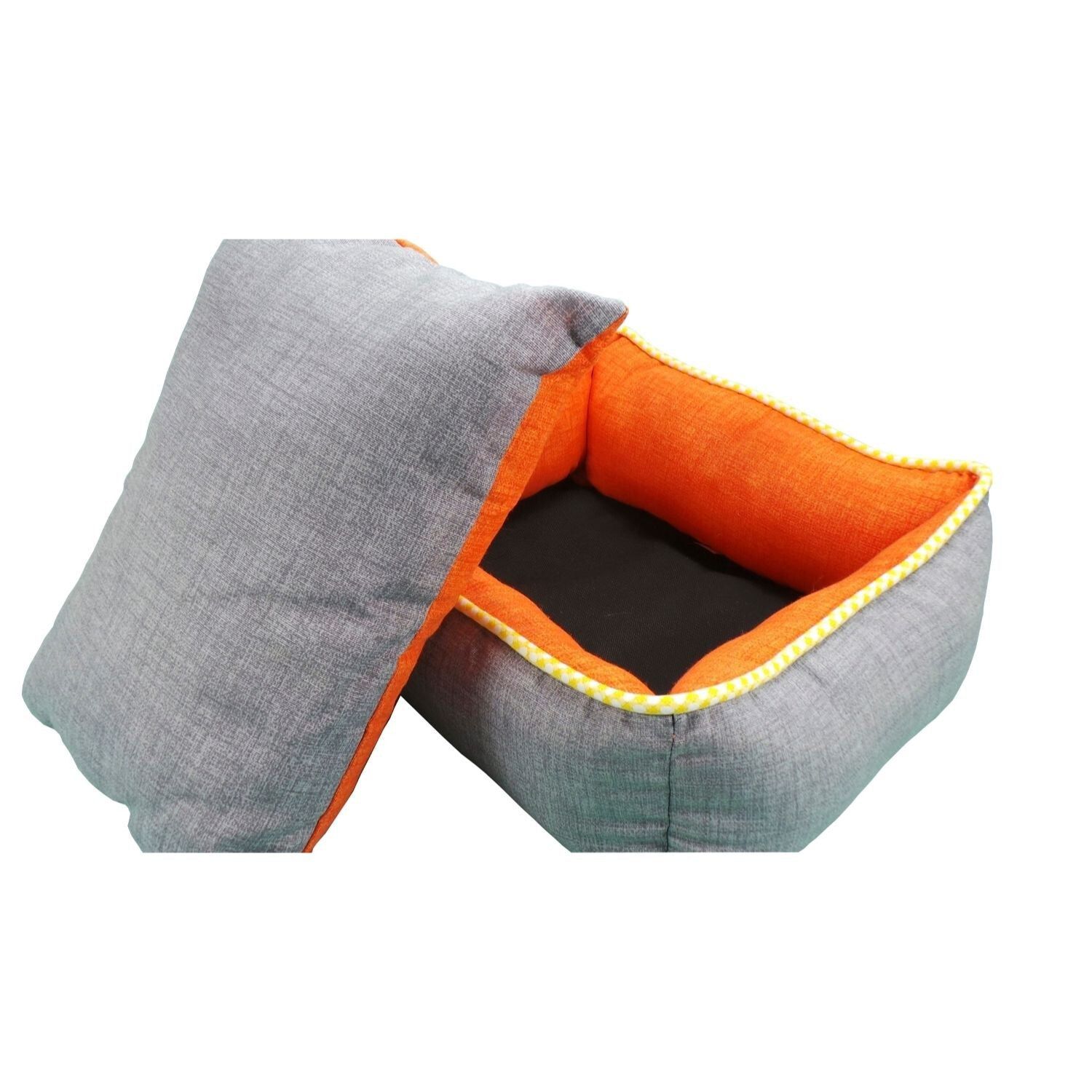 Cama Cuna Cuadrada Bicolor Reversible T4 70x60  Naranja/Gris, , large Imagen numero 4