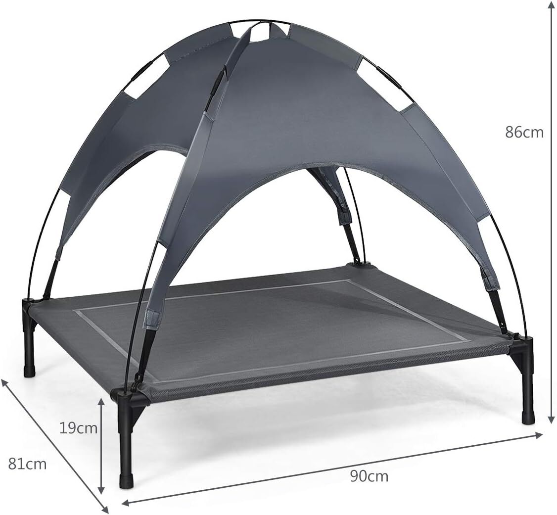 COSTWAY Cama para Perros con Toldo Extra&iacute;ble Tumbona de Jard&iacute;n para Perros Cama para Gatos Mascotas para C&eacute;sped Interno Externo (XL), , large Imagen numero 7