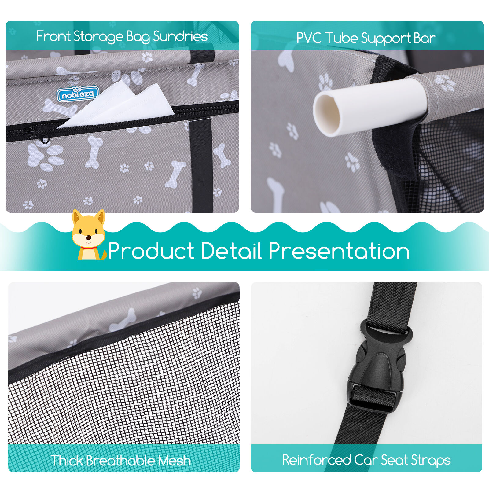 Nobleza Asiento de seguridad para coches negro para perros thumbnail