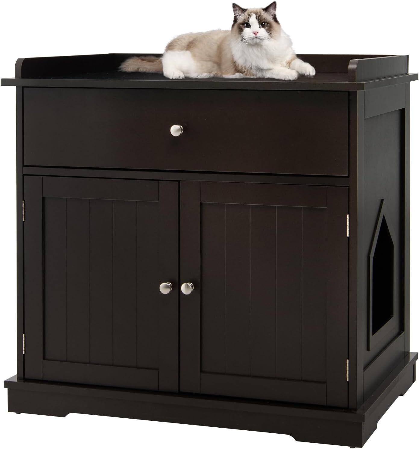 COSTWAY Mueble para Gatos, Caj&oacute;n y 2 Puertas, Casa para Gatos 76 x 53 x 74 cm (Caf&eacute;), , large Imagen numero 5