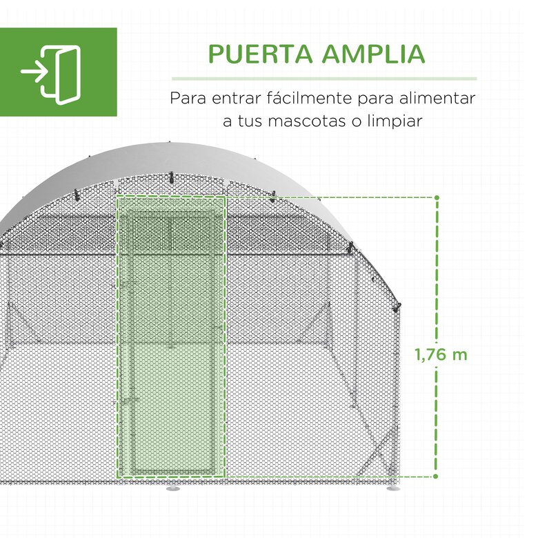 PawHut Gallinero Exterior Grande 380x280x195 cm Jaula para 10-12 Gallinas de Acero Galvanizado con 2 Pisos Cubierta de Tejado Puerta Corral para Pollos Conejos Patos Plata, , large image number null