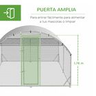 PawHut Gallinero Exterior Grande 380x280x195 cm Jaula para 10-12 Gallinas de Acero Galvanizado con 2 Pisos Cubierta de Tejado Puerta Corral para Pollos Conejos Patos Plata, , large image number null