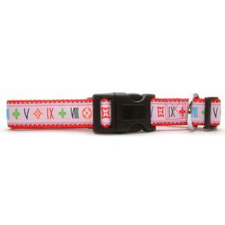 Collar ajustable con estampado de número romanos para perros color Blanco/Rojo