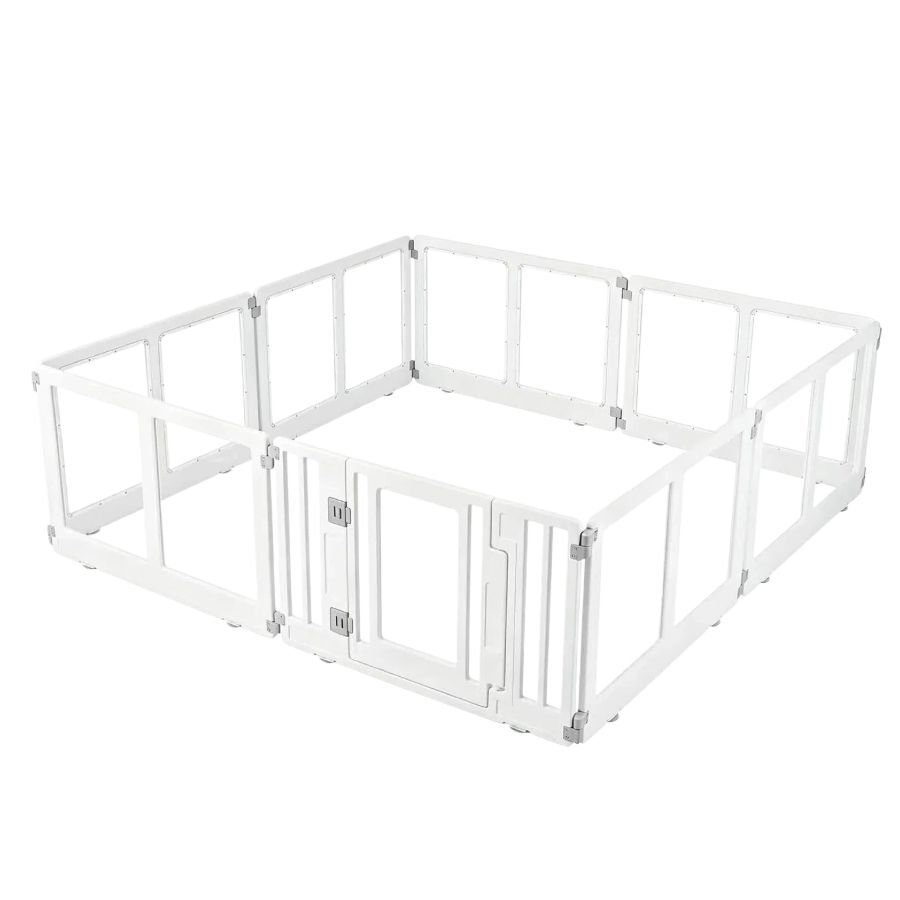 COSTWAY Parque para Cachorros Transparente con Cerradura Doble, Ventosas, F&aacute;cil Montaje, Valla de Seguridad para Perros Convertible para Interior y Exterior, 8 Paneles, , large Imagen numero 1