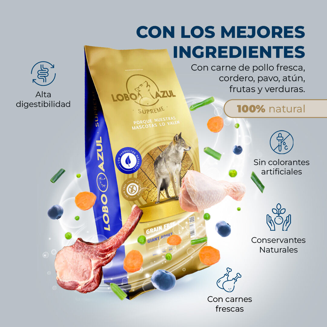Lobo azul pienso grain free sabor pollo para perros adultos grandes y gigantes thumbnail