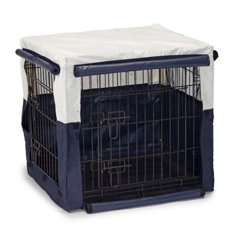 Cubierta para jaula de perros color Azul y Beige, , large image number null