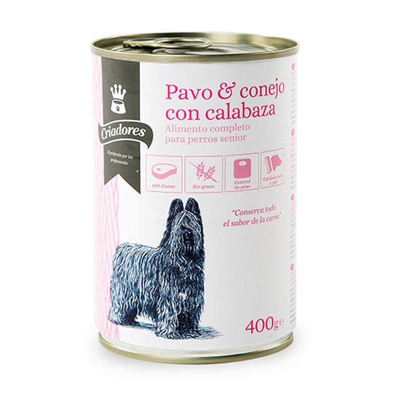 Comida húmeda para perros senior Criadores de pavo y conejo con calabaza