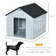 PawHut Caseta para Perros 65x75,7x63 cm Casa para Perros con Patrón de Ventana y Techo de Tejas de Imitación para Perros Medianos Gris y Blanco, , large indicador imagen numero 3