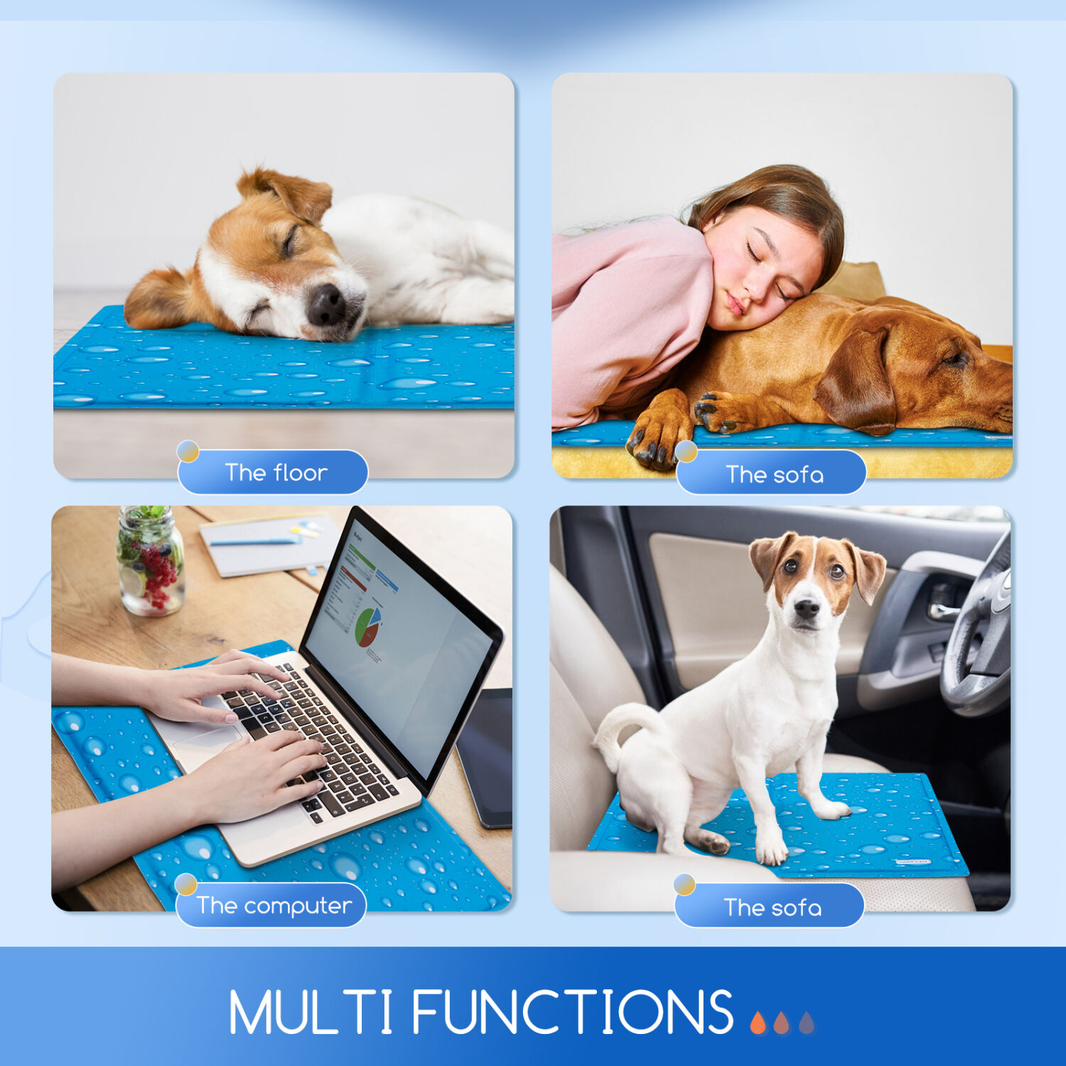 Nobleza Alfombrilla Refrescante para Perros Gatos, 90*50cm Manta Refrigerante Perro, Cama Perro Refrescante para Mascotas Mmediano a Grande, Alfombra de Gel Activada por Presi&oacute;n, L, , large Imagen numero 5