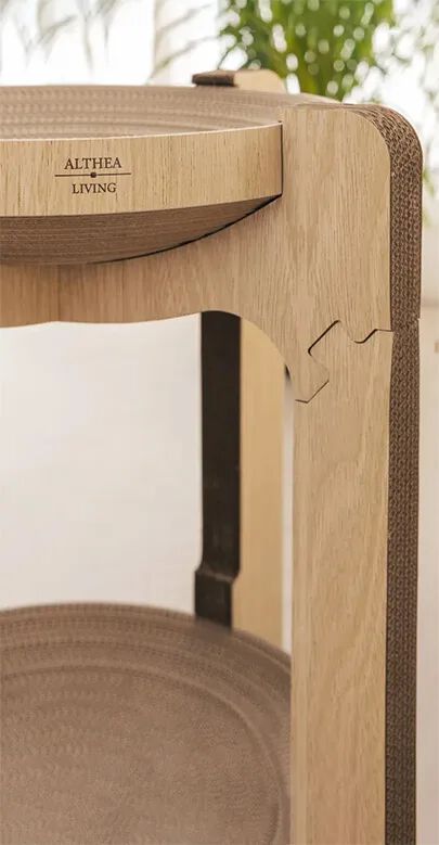 Althea Living - Rascador torre para gatos, cartón corrugado, 2 alturas, reversible thumbnail