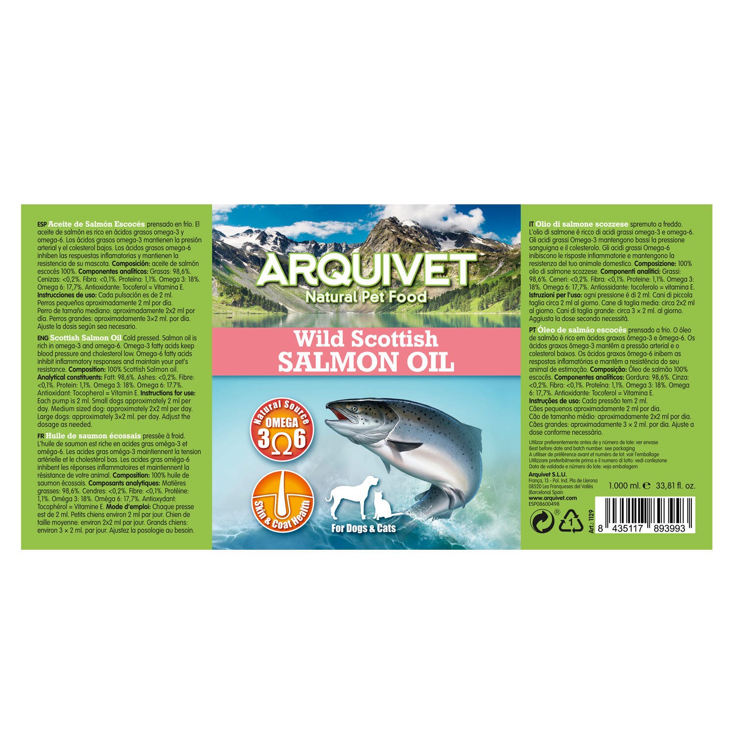 Arquivet Aceite de Salmón escocés para perros y gatos thumbnail