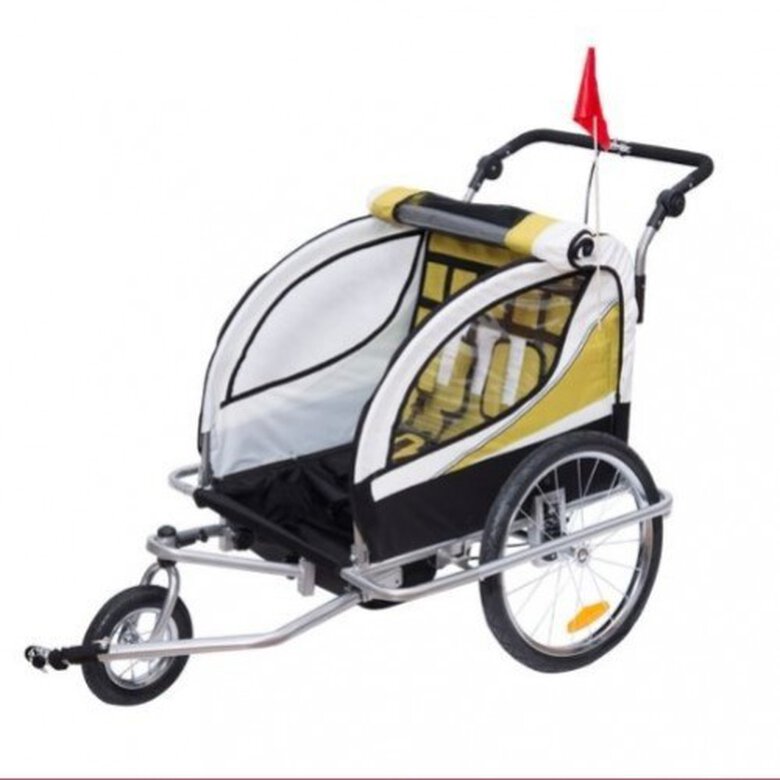 Remolque para Bicicleta tipo Carro con Barra de Paseo Blanco y | Tiendanimal