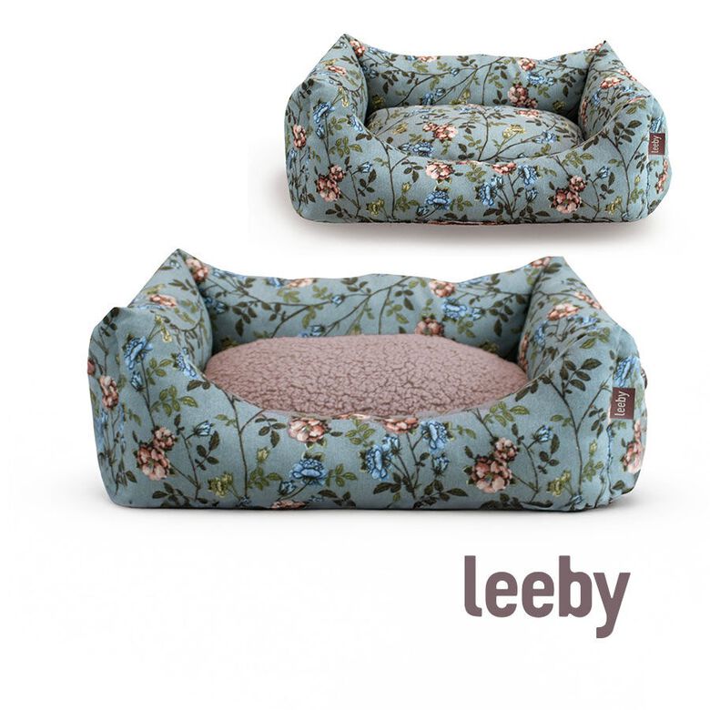 Leeby Cuna Desenfundable Turquesa de Flores para perros thumbnail
