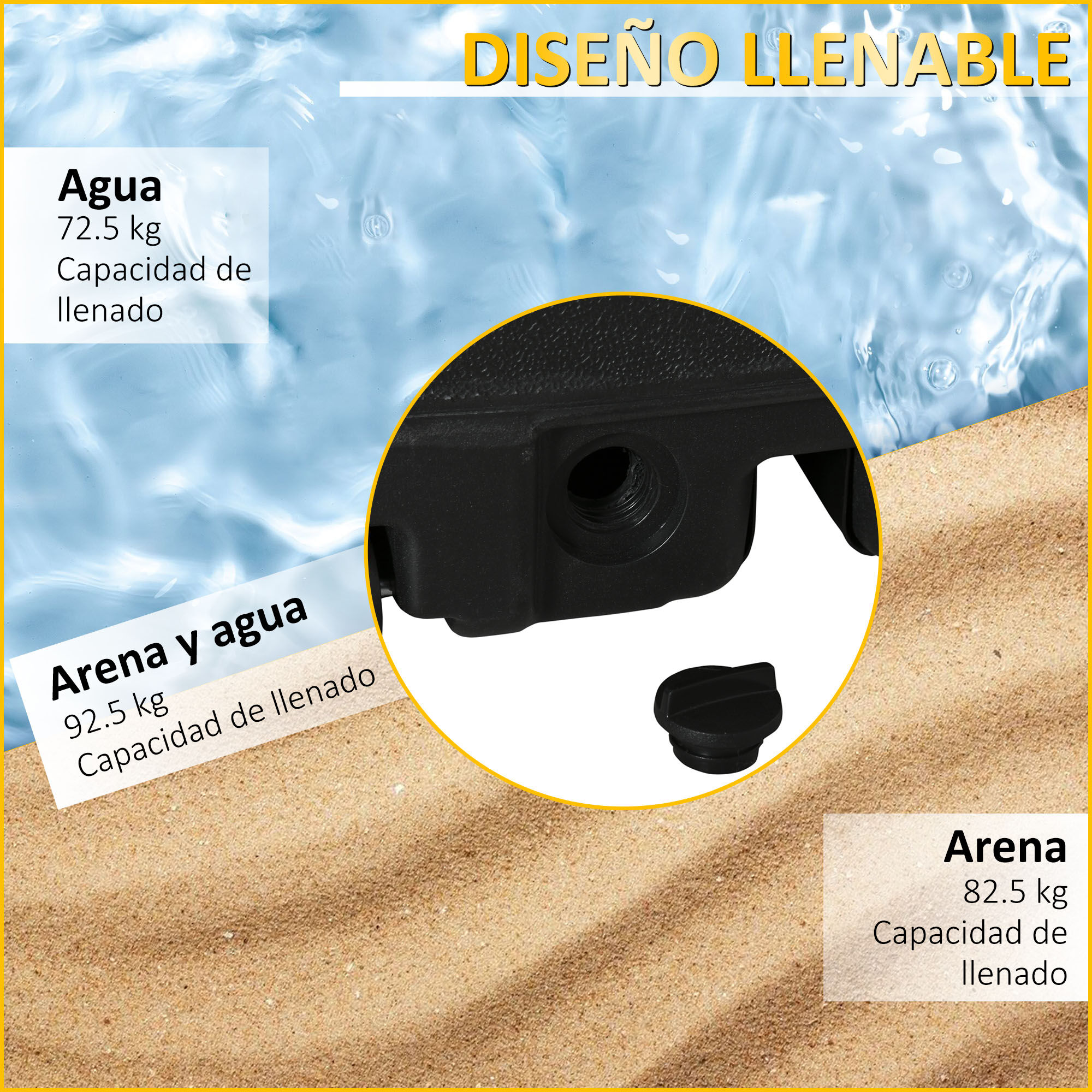 Outsunny Base de Sombrilla Negro, , large Imagen numero 5