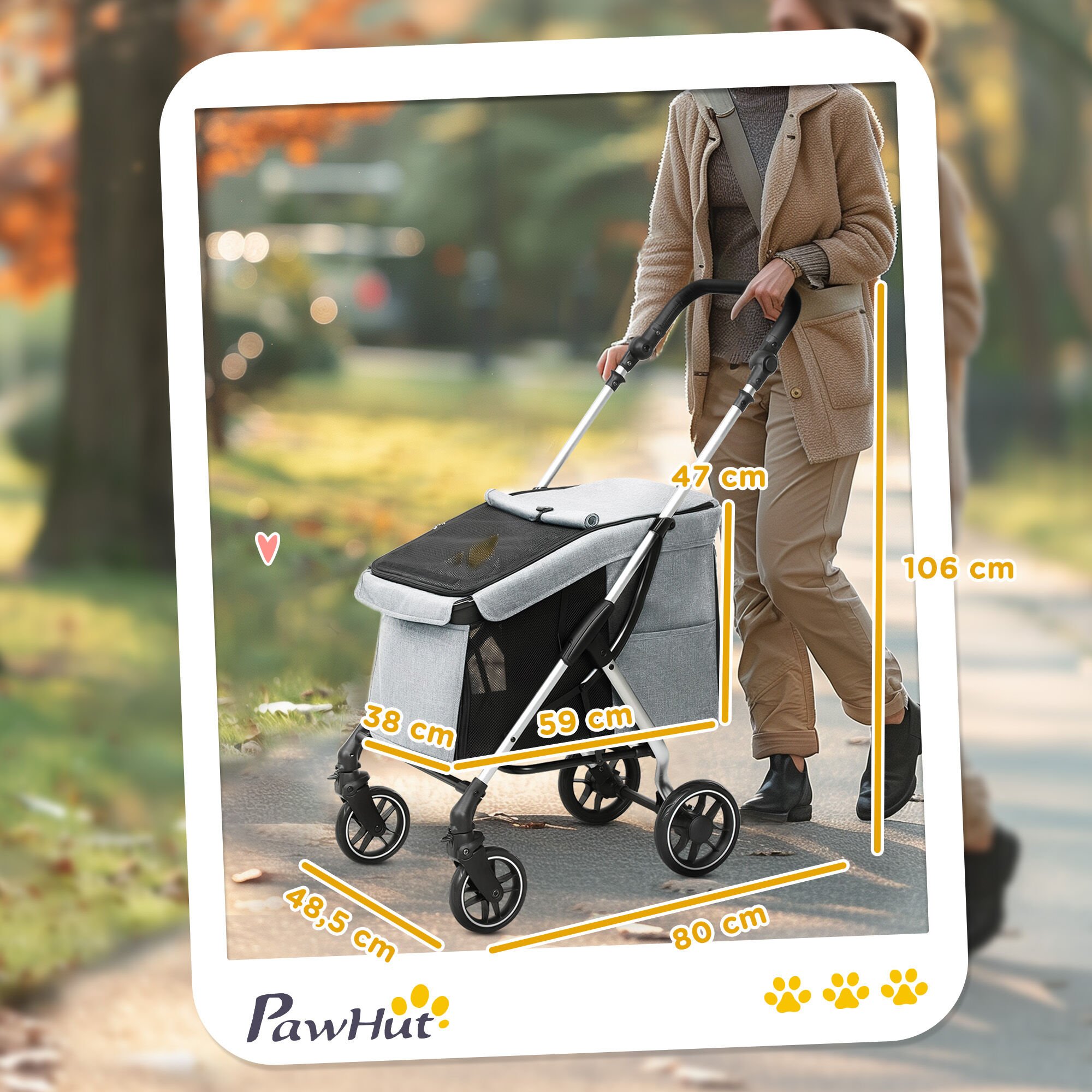 PawHut Cochecito para Perros Gris Claro thumbnail