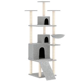 VidaXL Rascador grande con cueva y cama gris para gatos