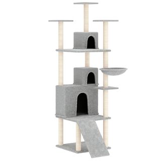 VidalXL Rascador grande con cueva y cama gris para gatos