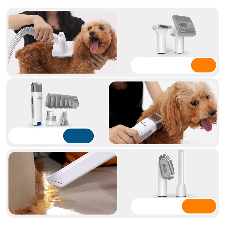 Oneisall Kit de aseo canino 7 en 1 Oneisall S1 Aspirador y recortador para Gatos y perros thumbnail