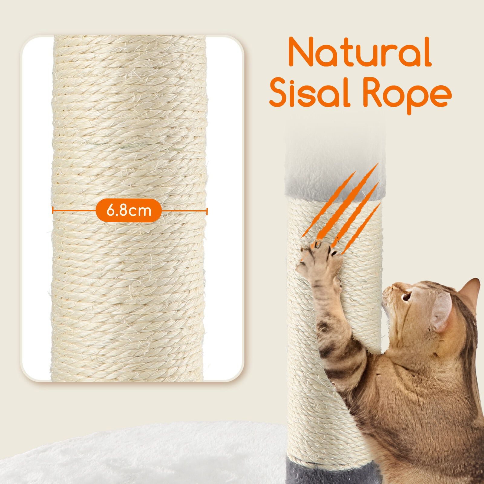 Nobleza Rascador para gatos, Altura 118.5 cm, &Aacute;rbol Estable para Gatos, 4 Plataformas, 1 Cueva, 1 Pomp&oacute;n, 1 Peluche, Gris, , large Imagen numero 3