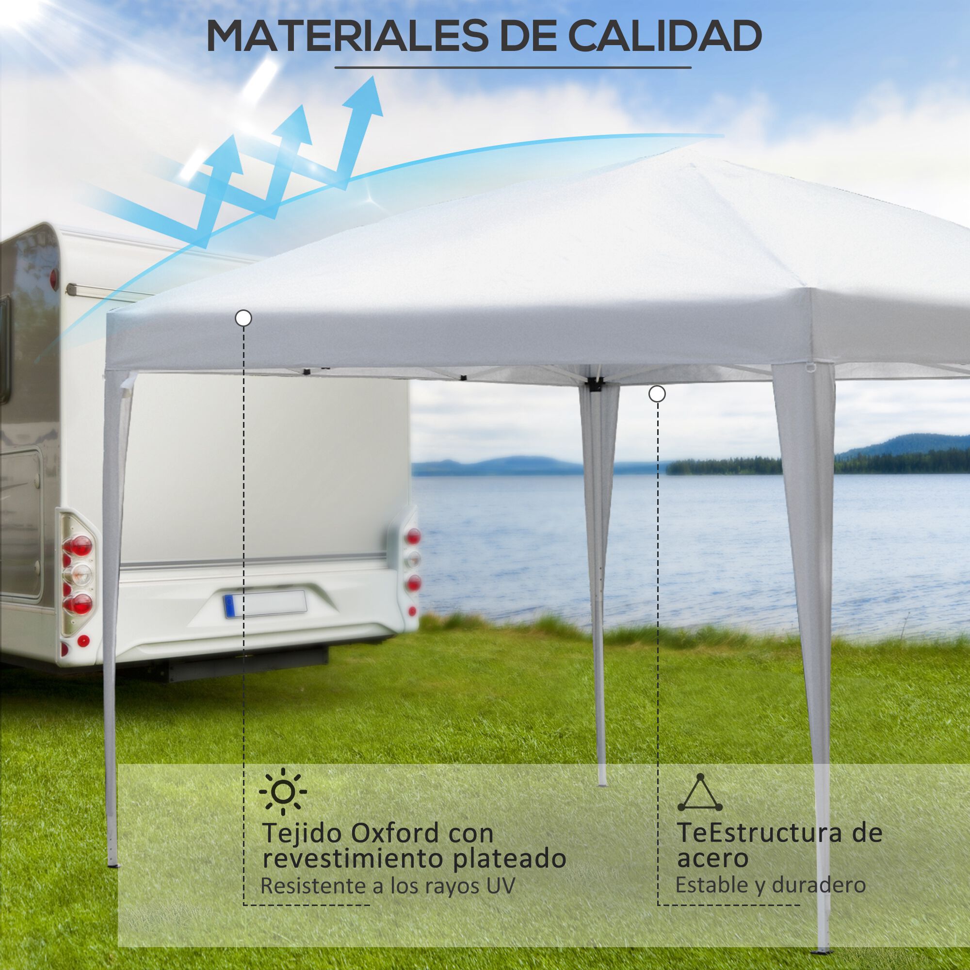 Outsunny Carpa Plegable Blanco, , large Imagen numero 4
