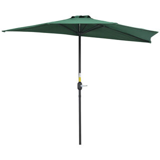 Outsunny Sombrilla Parasol De Jardín Con Manivela Y Forma Semicircular Verde