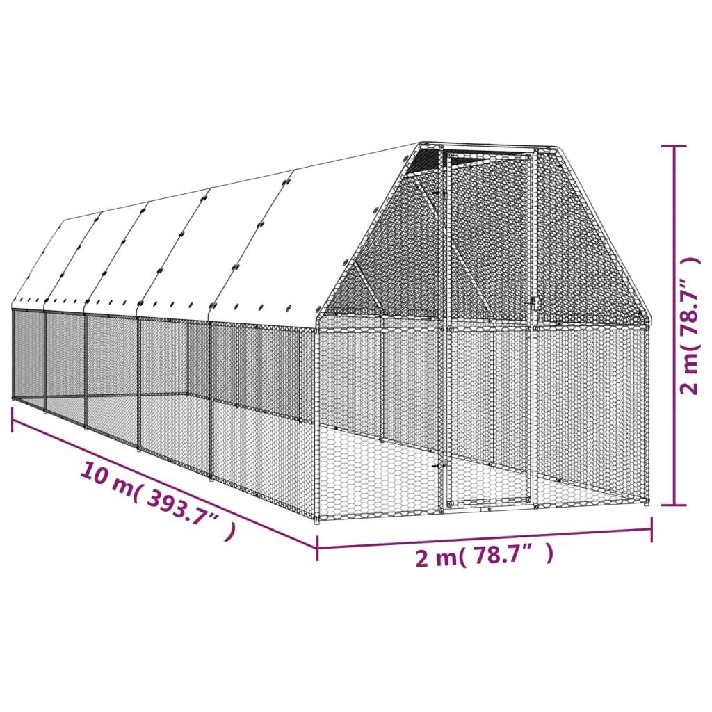 vidaXL Jaula gallinero de acero galvanizado 3x12x2 m, , large Imagen numero 20