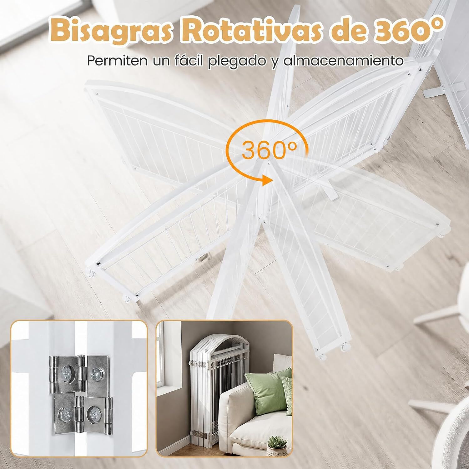 COSTWAY Parque para Perros de 8 Paneles con Puerta de Seguridad con Estructura Met&aacute;lica, Corral para Perros Peque&ntilde;os y Medianos, Corralito para Perros Plegable para Interior Exterior, Blanco, , large Imagen numero 4