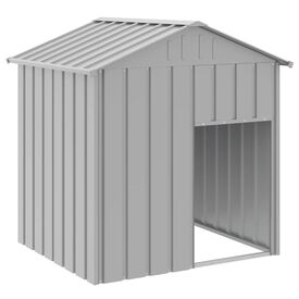 VidaXL Caseta con tejado de acero galvanizado color gris claro para perros
