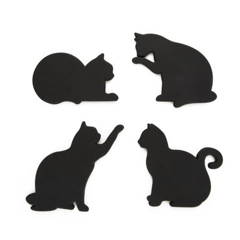 Set de 4 posavasos en forma de gato color Negro, , large image number null