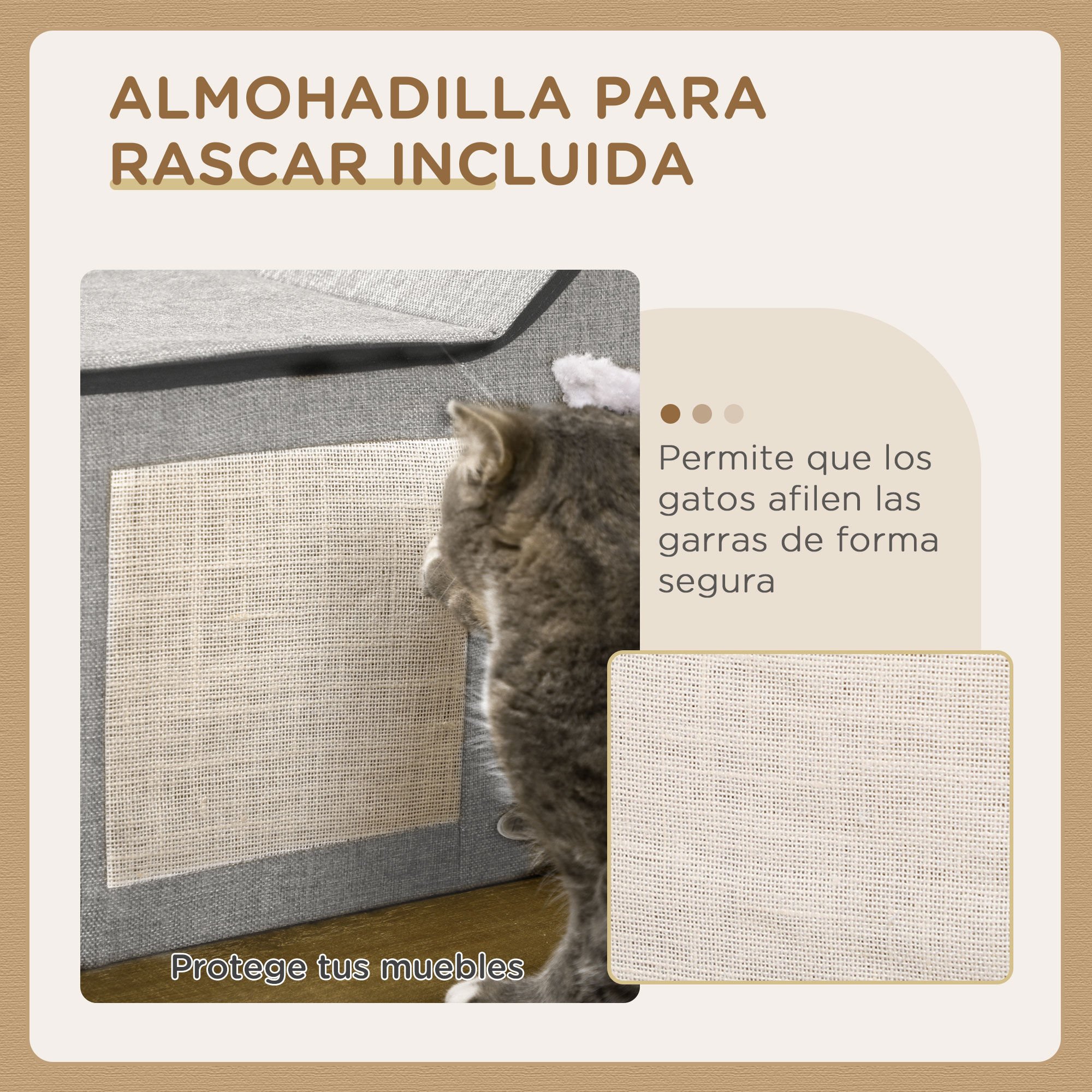 Pawhut Caseta Gris con Almohadilla para Rascar para gatos thumbnail