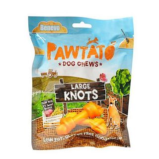 Snacks de grandes nudos de batata Pawtato para perros sabor Natural