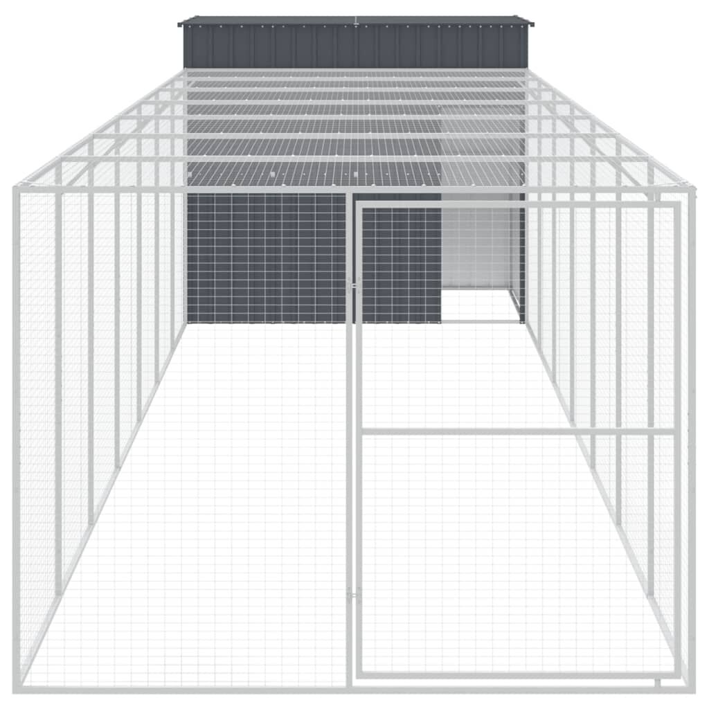 vidaXL Caseta perros con corral acero galvanizado gris 214x1069x181 cm, , large Imagen numero 11