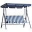 Outsunny Columpio Balanc&iacute;n de Jard&iacute;n Exterior de 3 Plazas con Coj&iacute;n Techo Ajustable y Marco de Metal para Balc&oacute;n Terraza Patio Carga M&aacute;x. 200 kg 172x110x153 cm Raya Azul, , large indicador imagen numero 1
