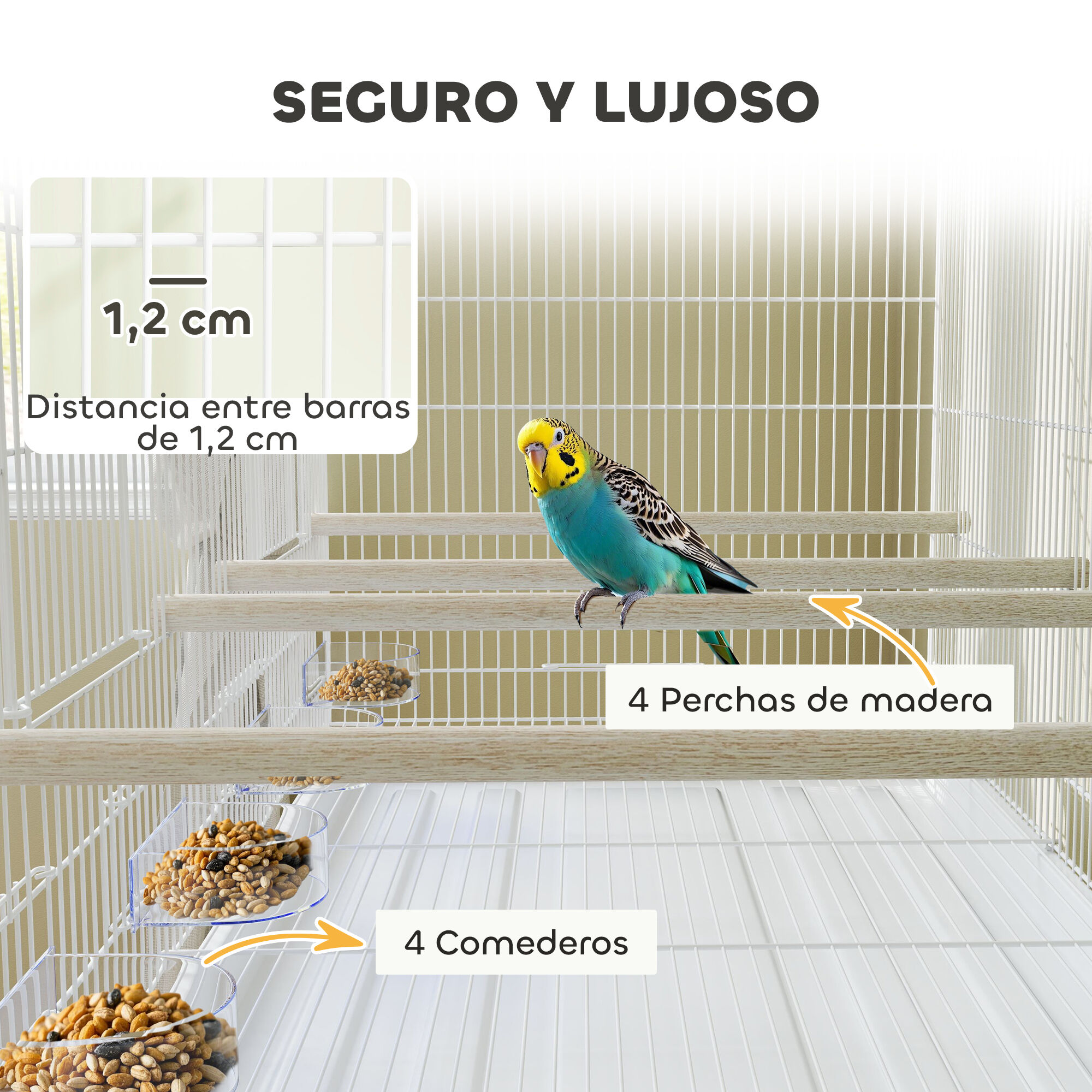 PawHut Jaula para P&aacute;jaros Blanco, , large Imagen numero 15