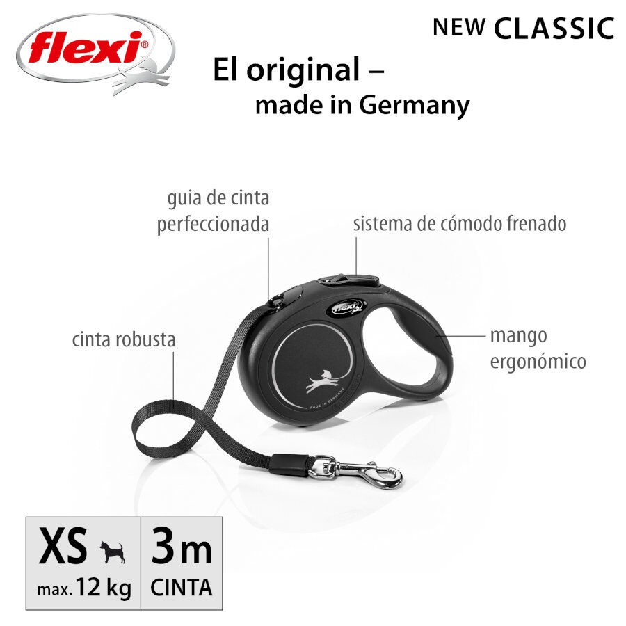Flexi New Classic Correa Extensible Negra para perros, , large Imagen numero 8