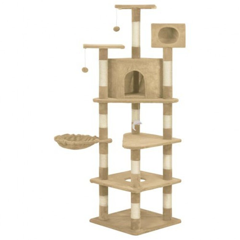 Rascador con postes recubiertos de sisal para gatos color Beige, , large image number null