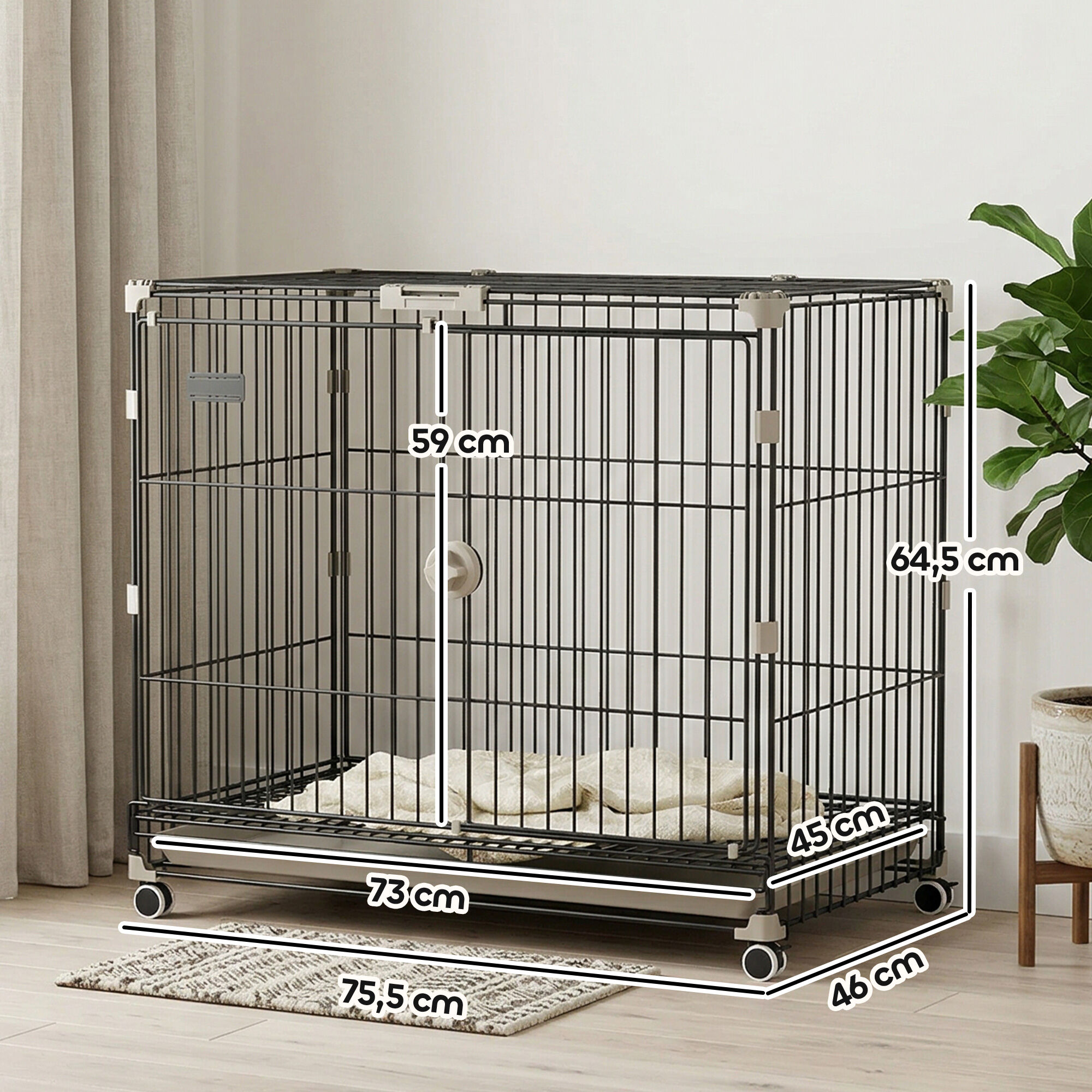 PawHut Jaula para Perro Negro, , large Imagen numero 3