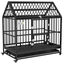 PawHut Jaula para Perros Grandes 123x74x125 cm Perrera Metálica con Ruedas Bandeja Extraíble Cerraduras 2 Puertas Frontal 1 Puerta en Techo y Marco de Acero Negro, , large indicador imagen numero 1