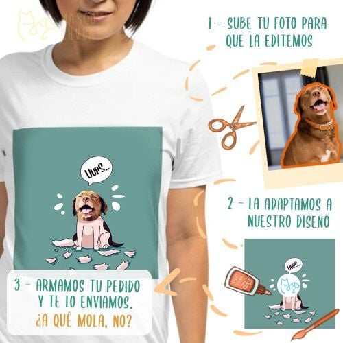 Mascochula camiseta mujer melasuda personalizada con tu mascota blanco thumbnail