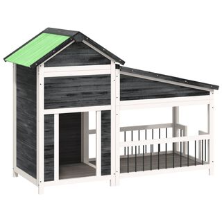 vidaXL Caseta para perros madera maciza de pino gris 143x60,5x109 cm