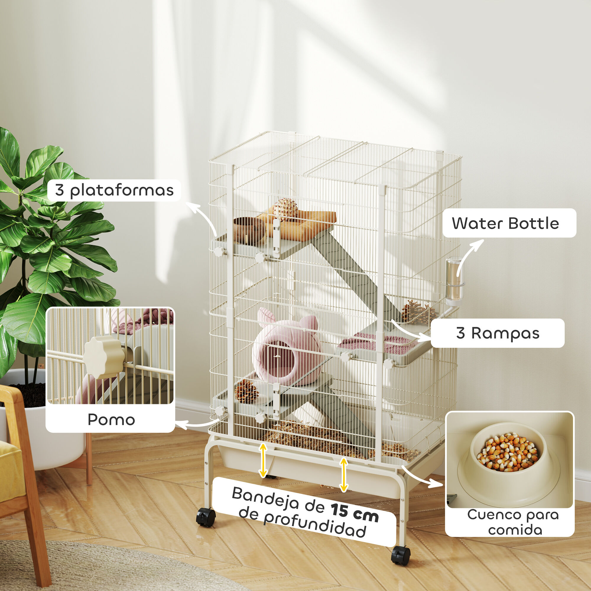 PawHut Jaula Beige para Roedores thumbnail