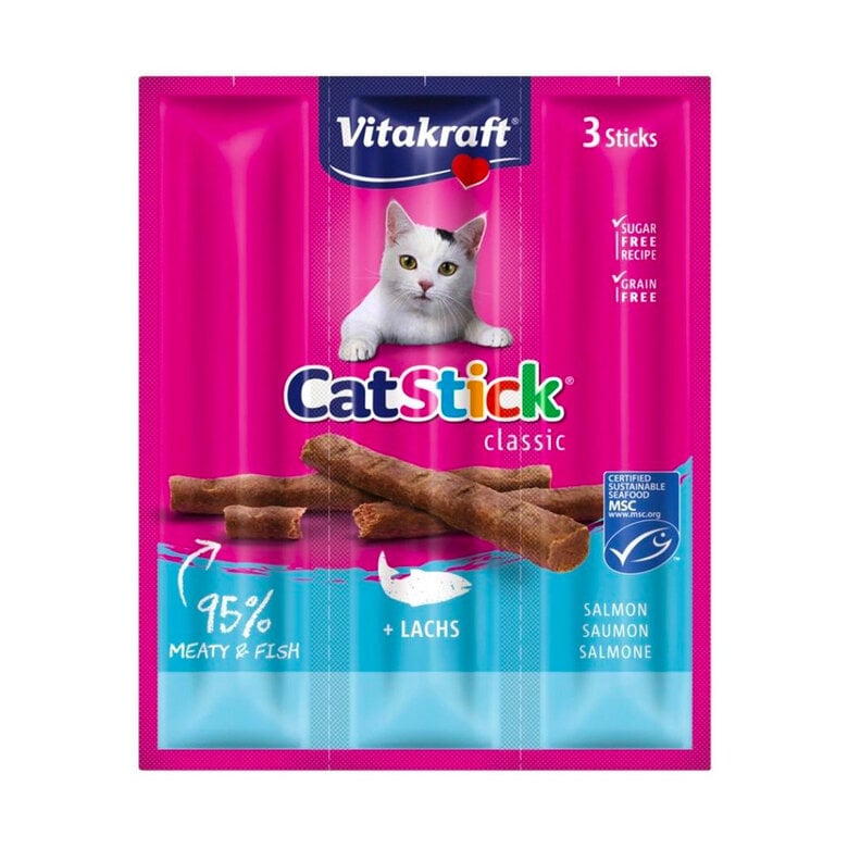 3 barritas Vitakraft Cat Stick Classic con Salmón
