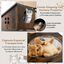 COSTWAY Árbol para Gatos con Cajón de Arena, Casa para Gatos con Poste Rascador, Cápsula Espacial, Bola Colgante, Ventilaciones, Condominio Multinivel para Gatos Interior Marrón Rústico, , large indicador imagen numero 5