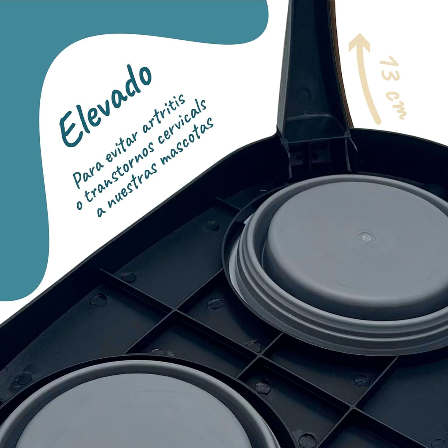EL &Aacute;TICO PETS Comedero Perro Elevado con Bebedero Antisalpicaduras Perro. Comedero Perro Antivoracidad Desmontable, , large Imagen numero 3