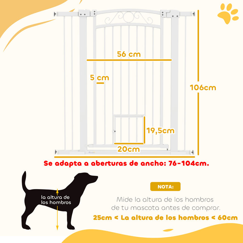 PawHut Barrera de Seguridad Blanca para Perros y Gatos thumbnail