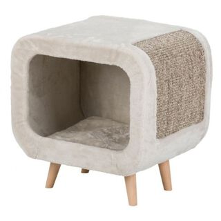 Cama con forma de taburete rectangular para gatos color Gris