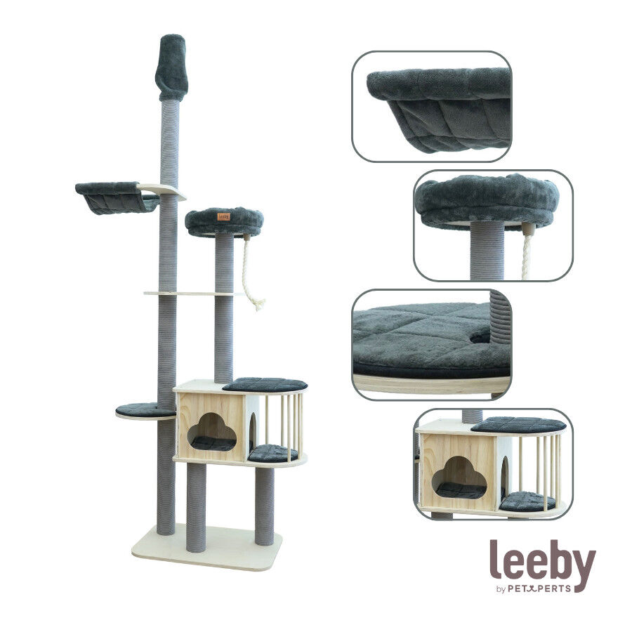 Leeby Cloud Collection torre rascador de techo con cama y juguete para gatos thumbnail